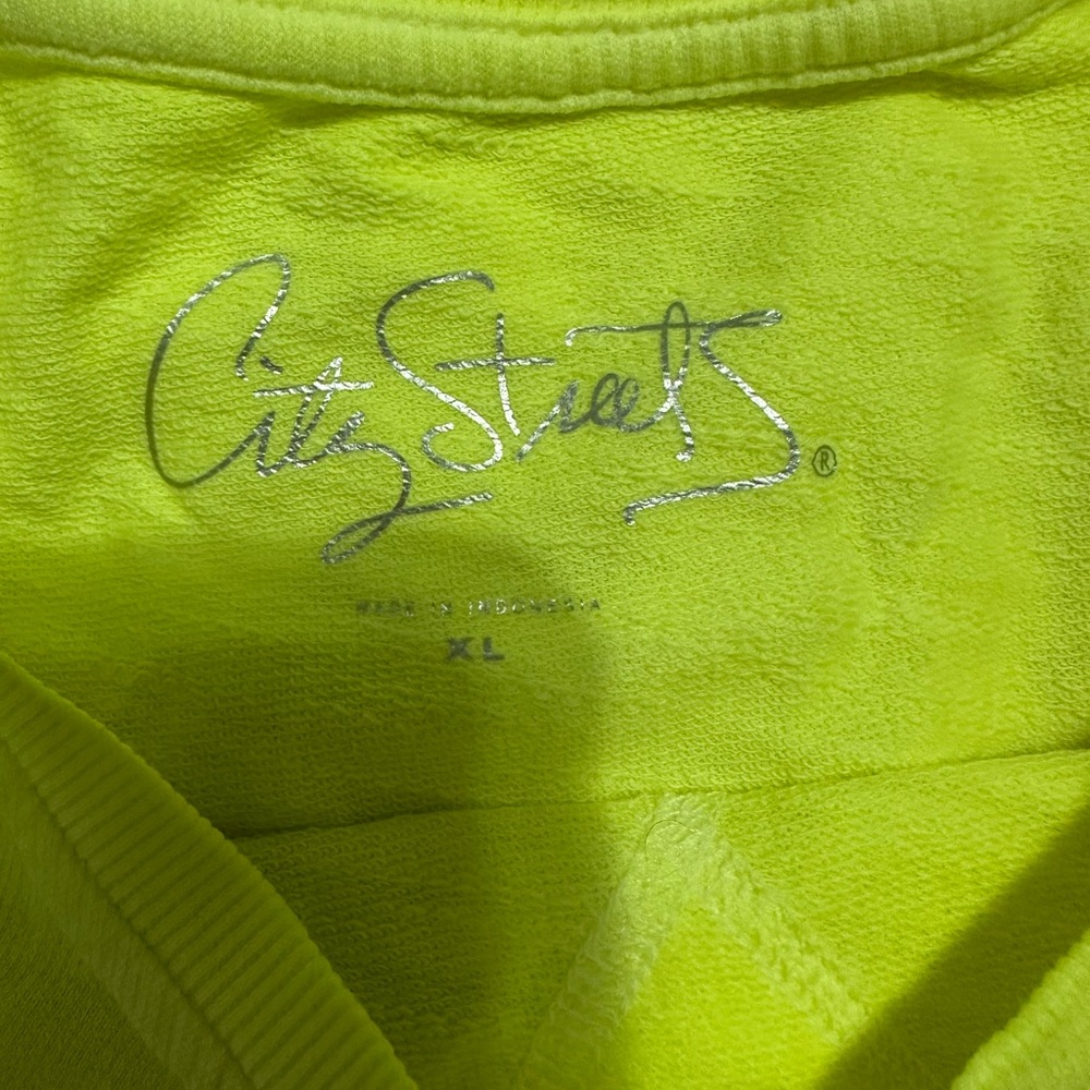 WOMEN’S CITY STREETS BRIGHT NEON LIGHTWEIGHT CROPPED SWEATSHIRT XL - Picture 9 of 9